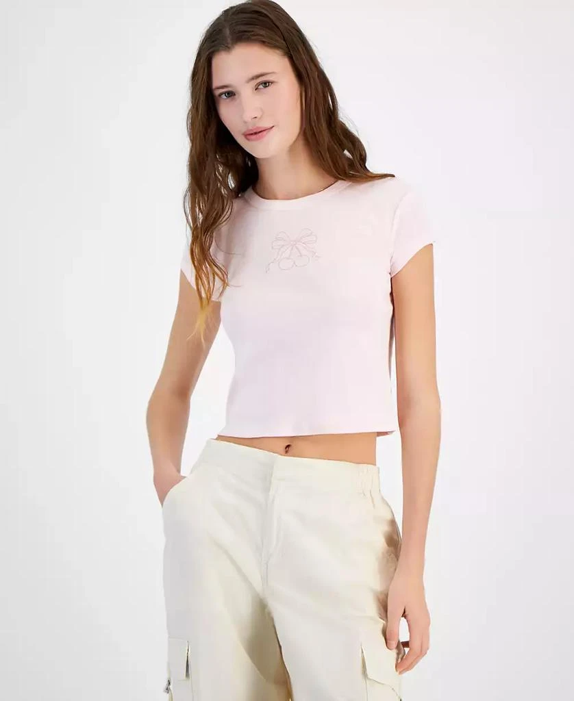 Pretty Rebellious Juniors' Cherry Bow Graphic T-Shirt 1