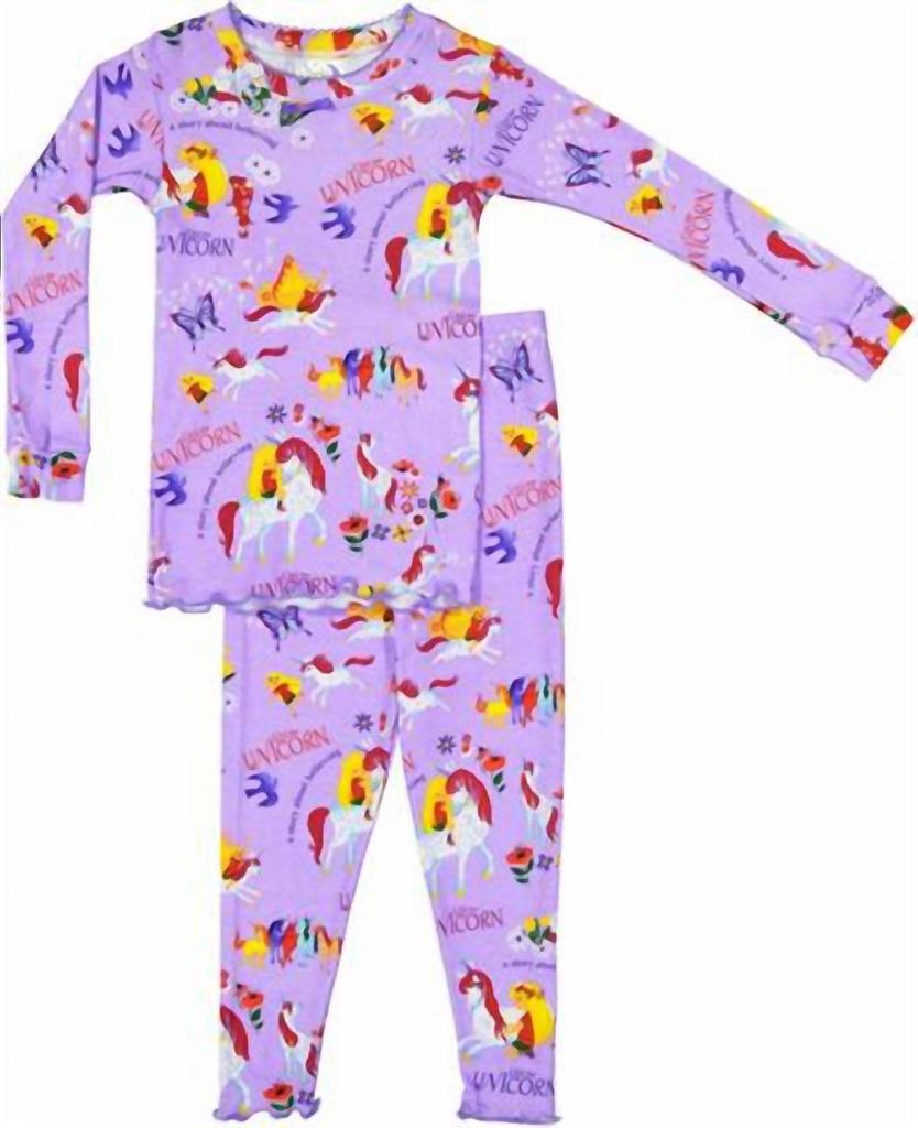 Books To Bed Girl's Uni The Unicorn Pajamas In Purple
