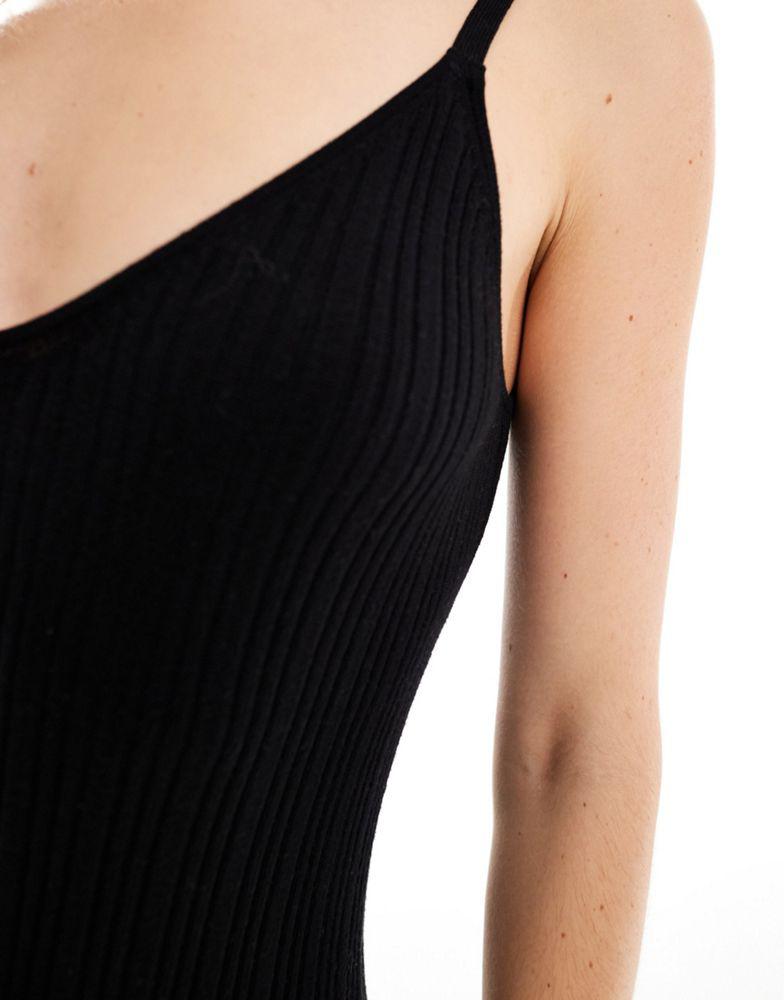 ASOS ASOS DESIGN knitted strappy v neck midaxi dress in black
