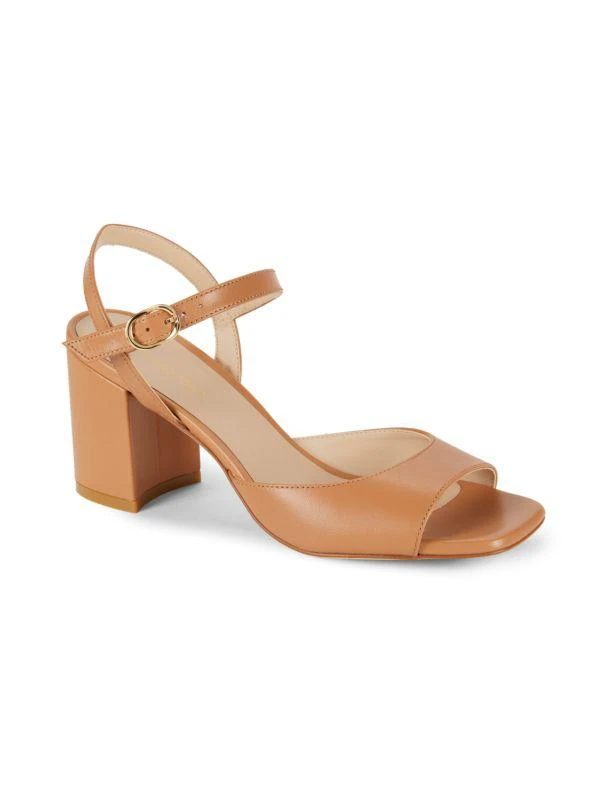 Stuart Weitzman Tia 75MM Leather Block-Heel Sandals 2