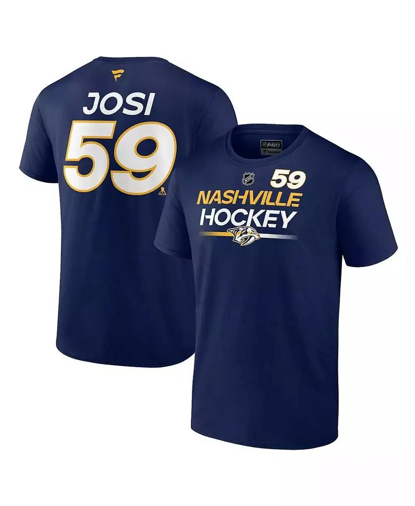 Fanatics Men's Roman Josi Navy Nashville Predators Authentic Pro Prime Name and Number T-shirt 1