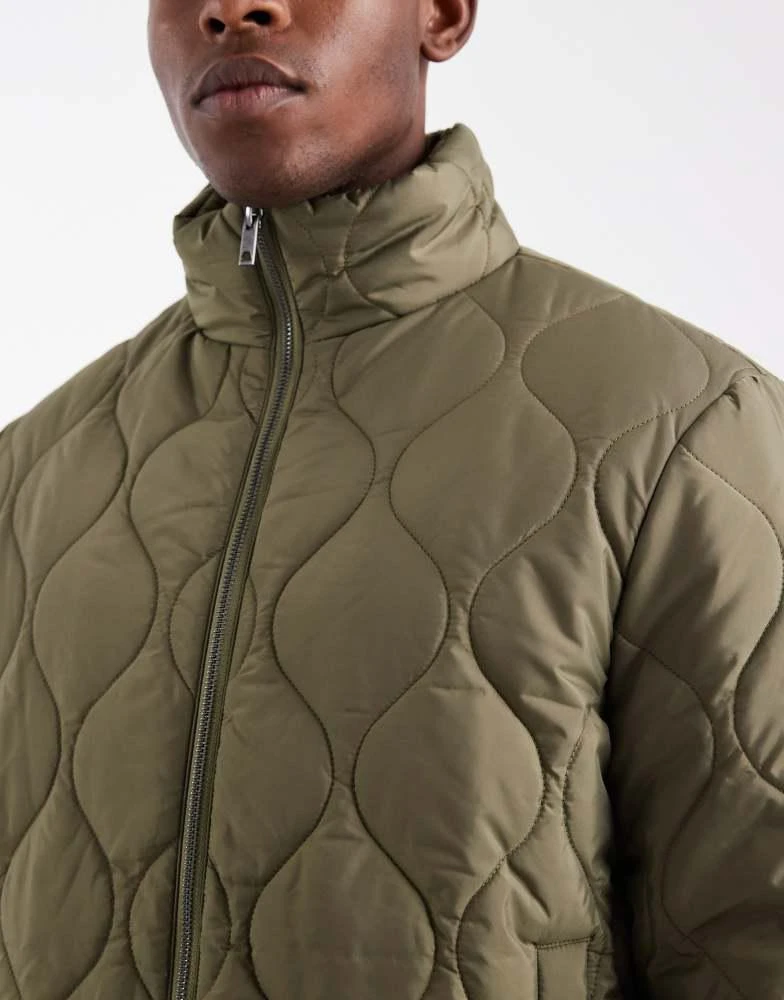 New Look New Look quilted puffer jacket in light khaki 5