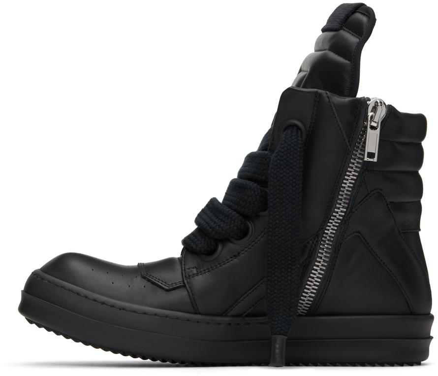 靴 Rick Owens JUMBOLACED GEOBASKET EU42 Rick Owens Black Jumbo Laced Geobasket Sneakers - Casual