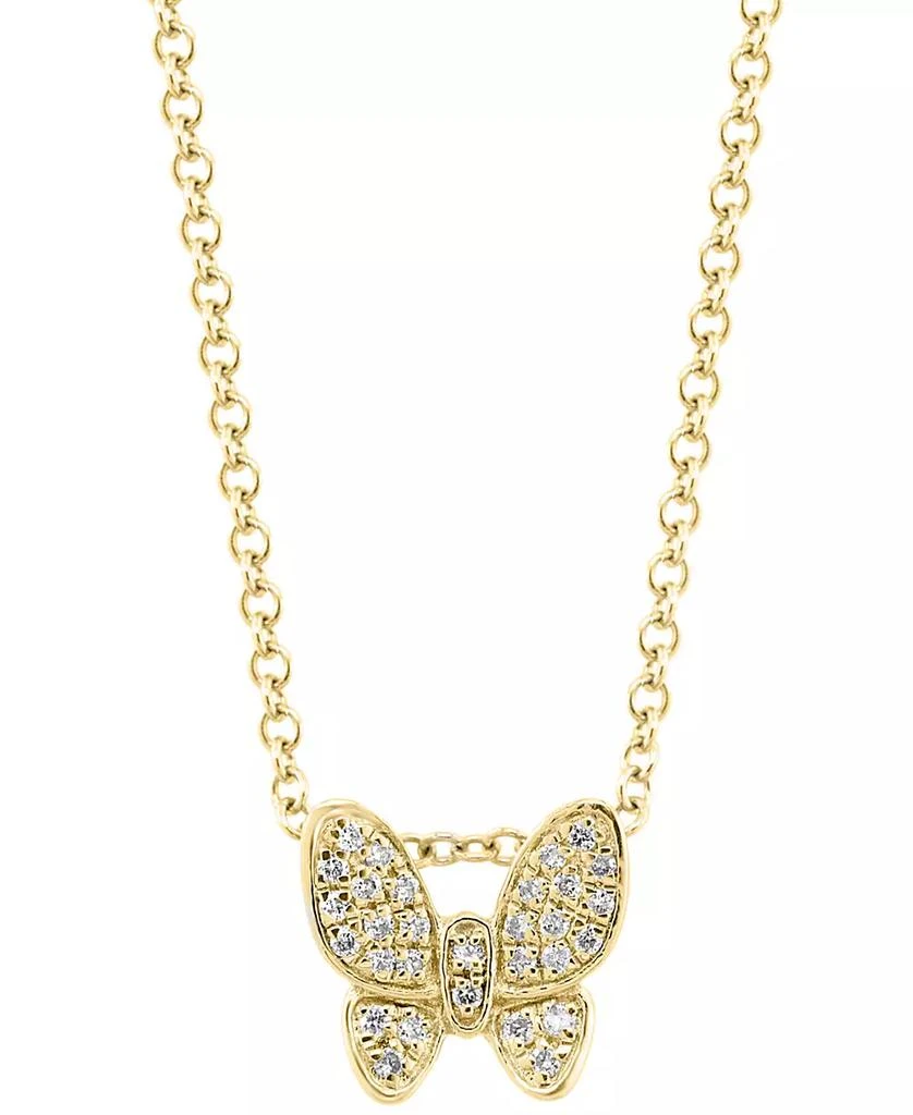 Effy EFFY® Diamond Pavé Butterfly 18" Pendant Necklace (1/10 ct. t.w.) in 14k Gold-Plated Sterling Silver