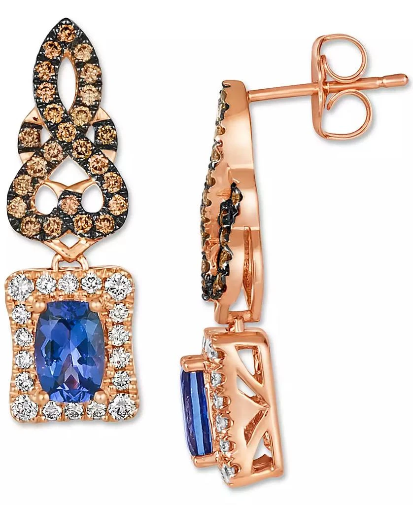 Le Vian Blueberry Tanzanite (1 ct. t.w.) 
Diamond (3/4 ct. t.w.) Scrollwork Drop Earrings in 14k Rose Gold 2
