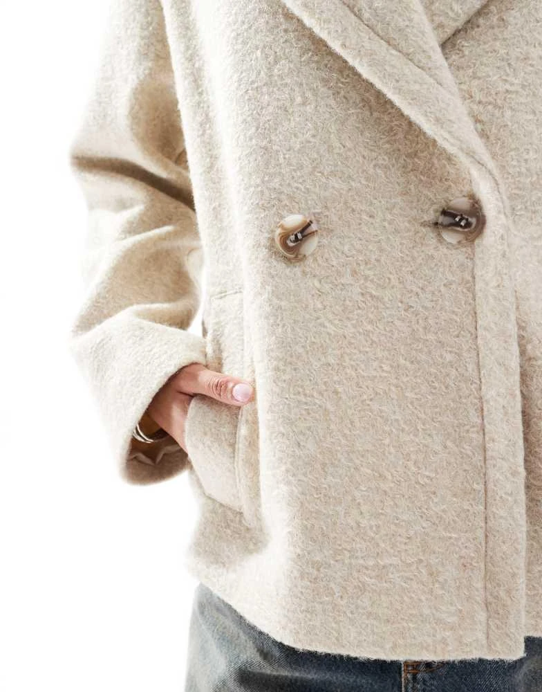 Native Youth Native Youth boucle double breasted cropped coat in cream 3