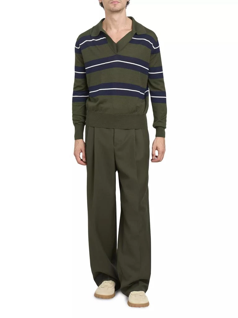 AMI Raye Striped Cotton Polo Sweater 2