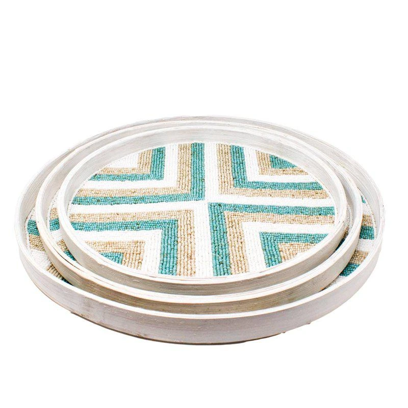 Poppy & Sage Riviera Tray Set (of 3) Aqua/Natural/White 2