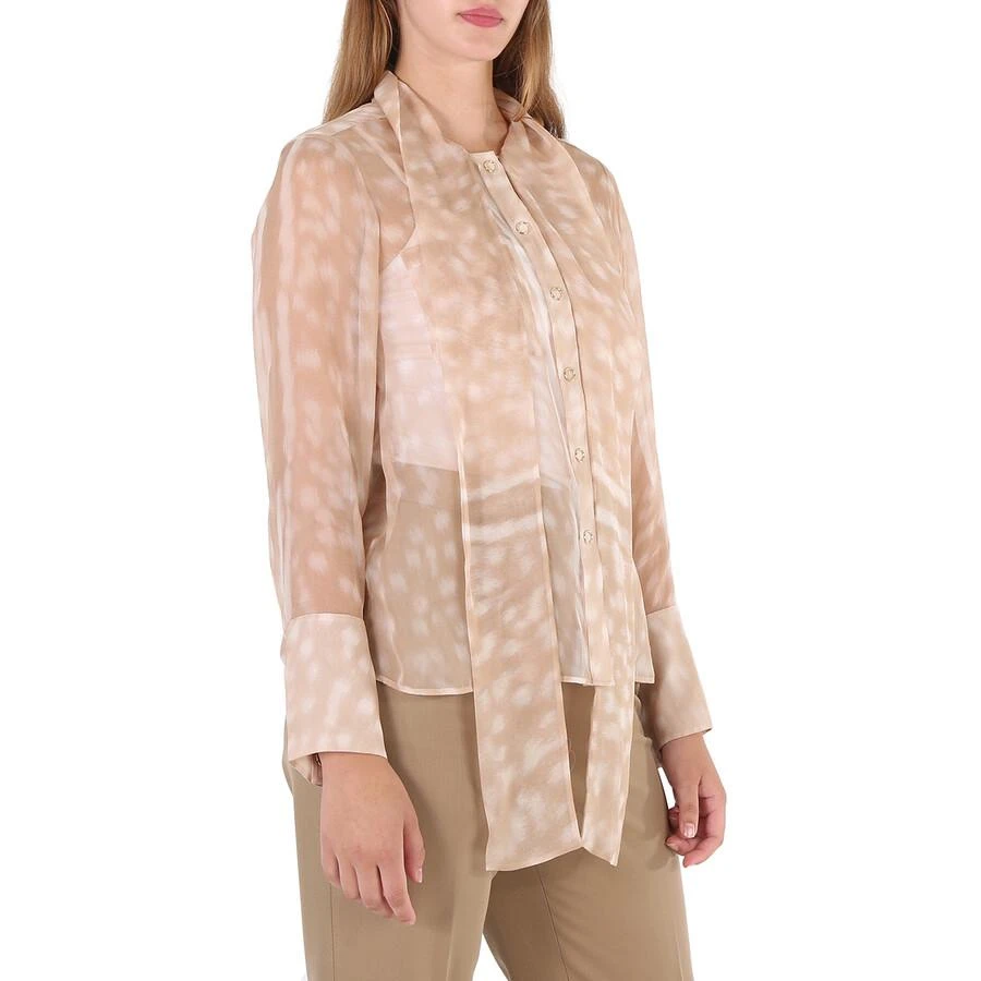 Burberry Beige Deer Print Pussybow Blouse 2