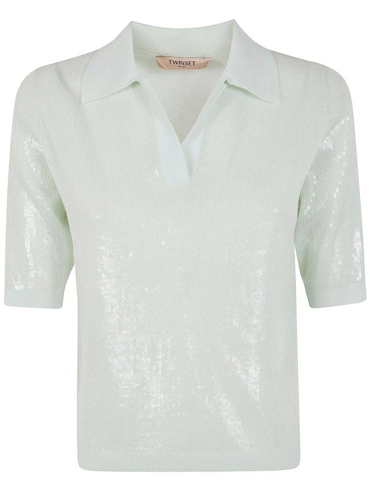 TWINSET TWINSET Sequin Embellished Short-Sleeved Polo Shirt