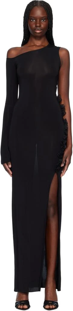 Nensi Dojaka Black One Shoulder Maxi Dress - IT 36 = XXS Nensi Dojaka Black One Shoulder Maxi Dress - IT 36 = XXS