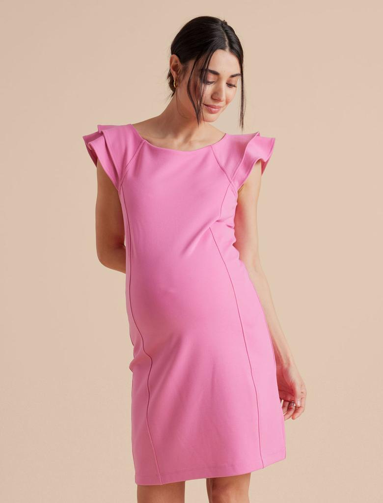 A Pea in the Pod Sculpted Flounce Ponte Sheath Maternity Dress