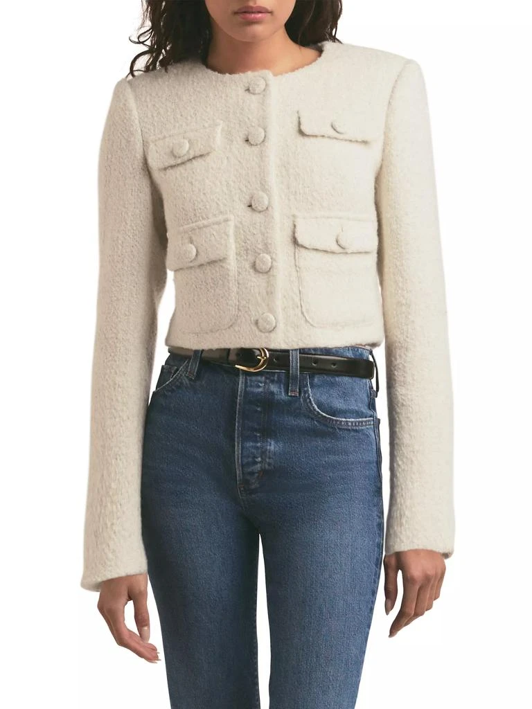 Favorite Daughter Emily Boucle Cropped Button-Front Jacket 4