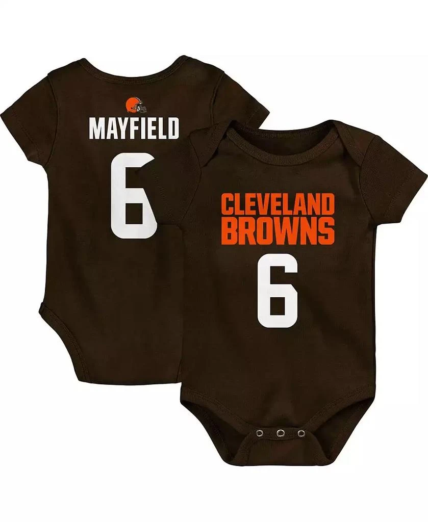 Outerstuff Newborn & Infant Boys and Girls Baker Mayfield Brown Cleveland Browns Mainliner Player Name and Number Bodysuit 1
