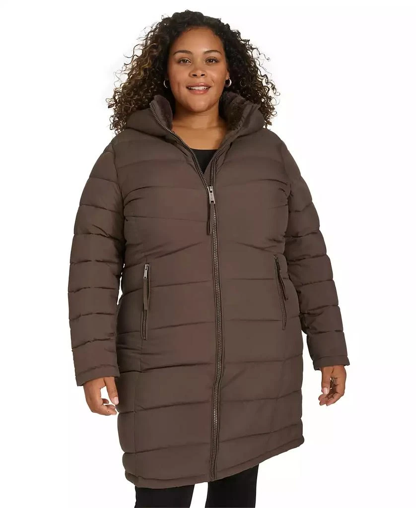 Calvin Klein Plus Size Hooded Zip-Front Puffer Coat 1