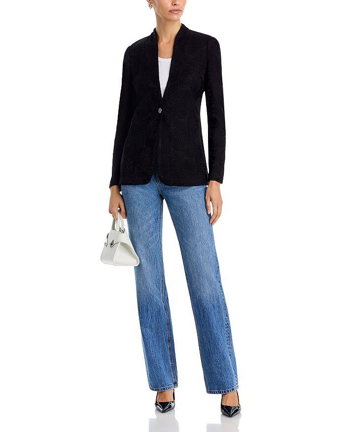 Misook One Button Knit Jacquard Jacket - Heritage Fit