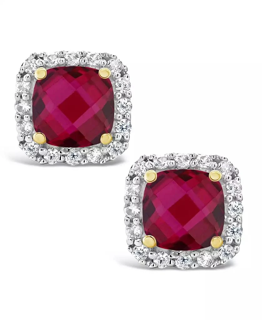 Macy
s Lab Grown Ruby (1-1/3 ct. t.w.) and Lab Grown White Sapphire (1/5 ct. t.w.) Halo Stud Earrings in 10k Yellow Gold. Also Available in Lab Grown White Sapphire and Lab Grown Spinel Aquamarine 3