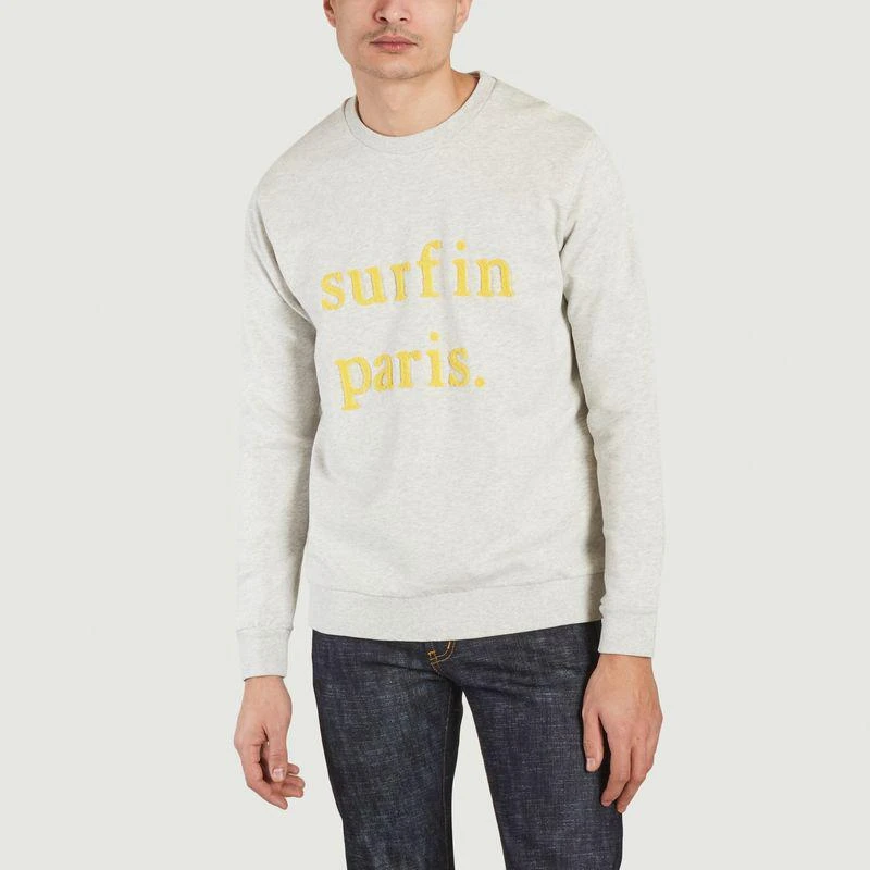Cuisse de Grenouille Surf in Paris Sweatshirt Light Grey Chiné CUISSE DE GRENOUILLE 1
