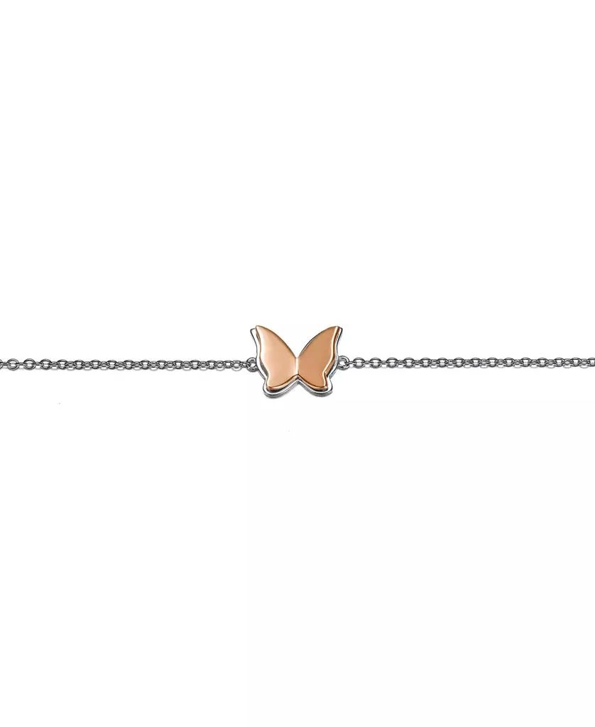 GiGiGirl Sterling Silver 18k Rose Gold Plated Butterfly Charm Anklet, Adjustable Length 3