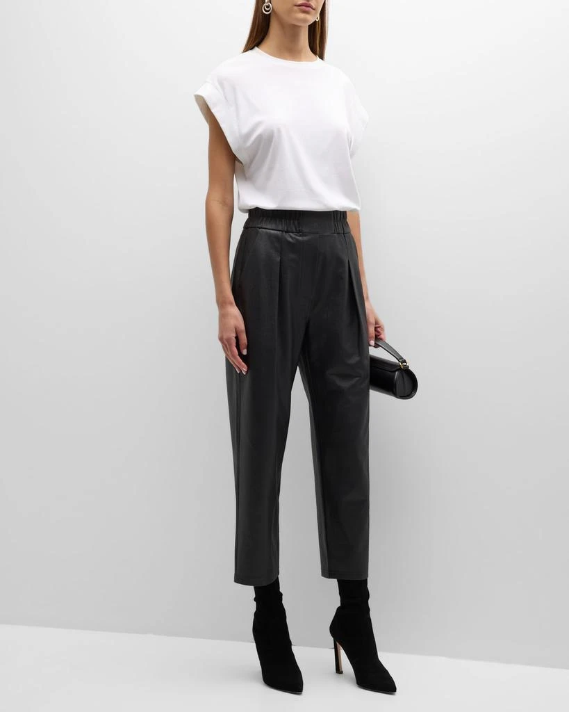 Brochu Walker Fiera Pleated Cropped Vegan Leather Pants 3