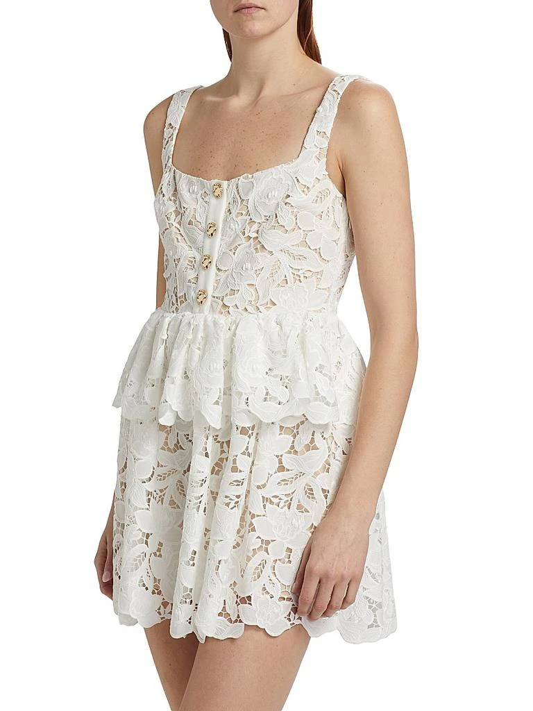 Self Portrait Lace Tiered Peplum A-Line Minidress 4