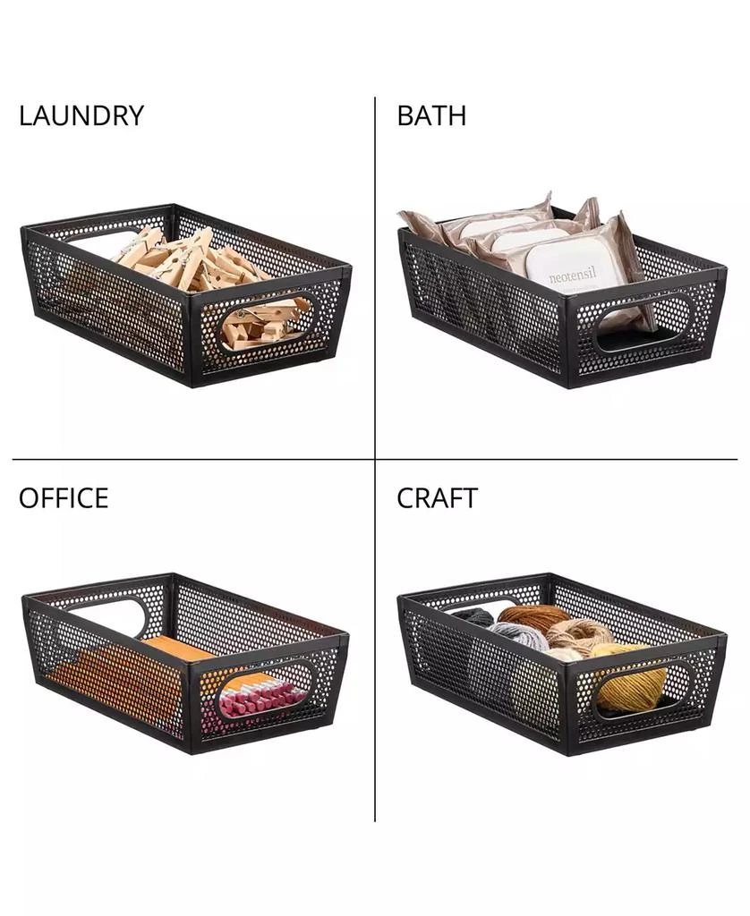 mDesign Perforated Metal Storage Bin with Handles - Set of 2 - Matte Black 6