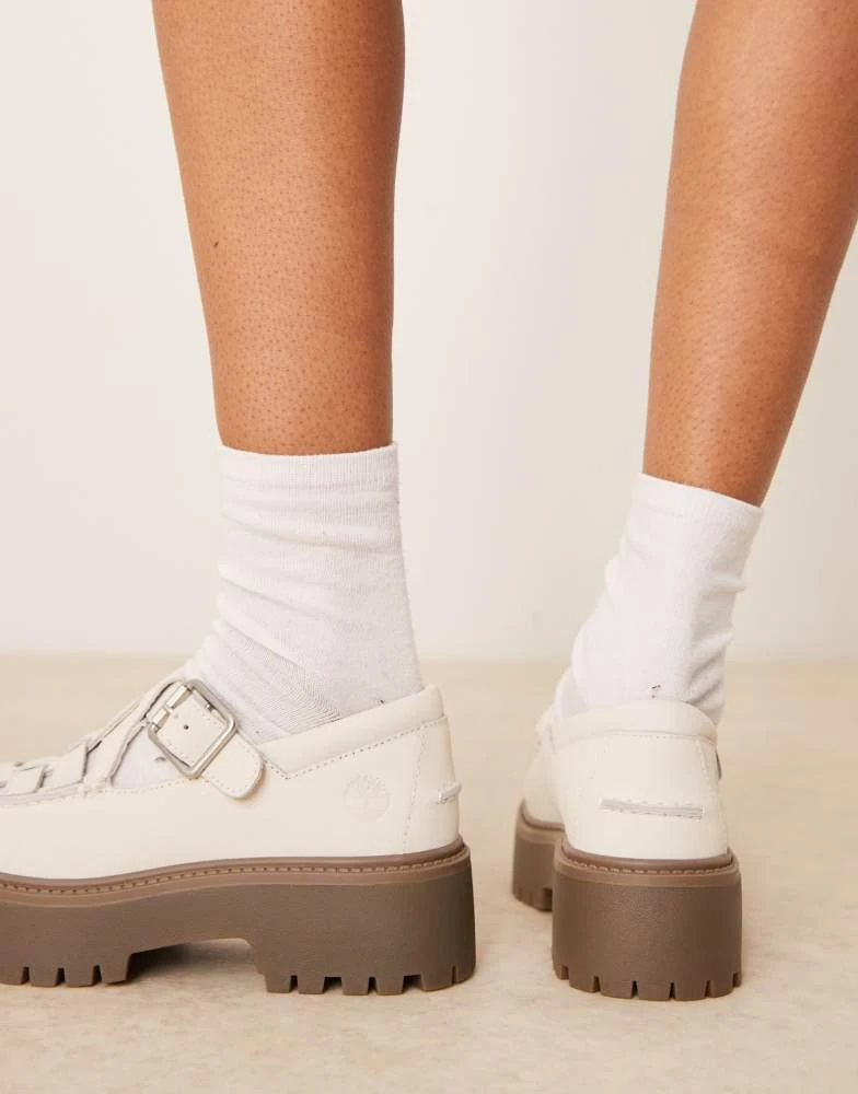 Timberland Timberland Stone Street Mary Jane platform shoes in off white nubuck 2