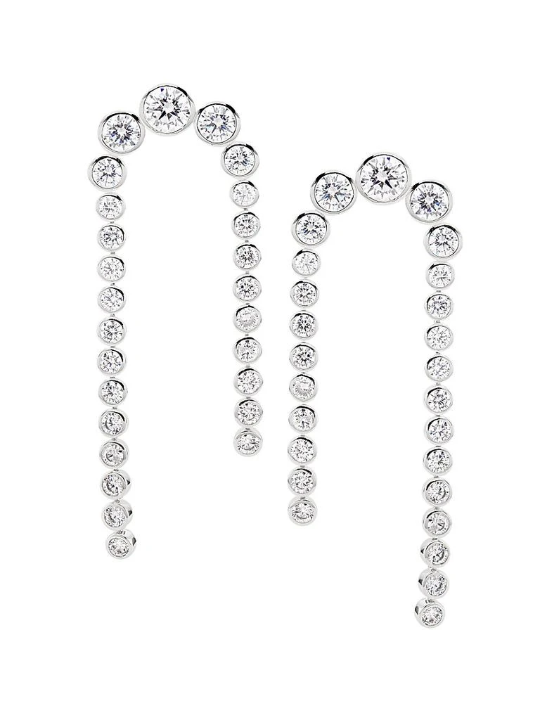 Adriana Orsini Basel Rhodium-Plated & Cubic Zirconia Linear Double-Drop Earrings 1