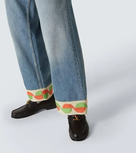 Valentino Jacquard-trimmed wide-leg jeans 6