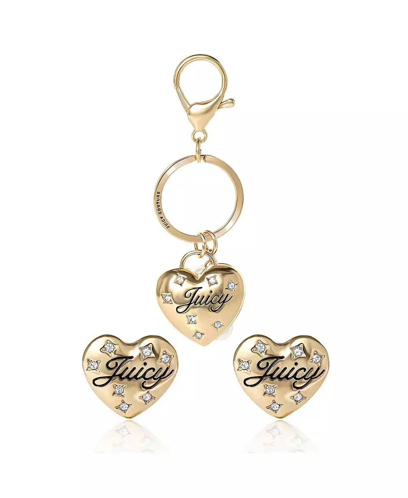 Juicy Couture Heart Keychain 
Earring Set with Crystal Accents 2