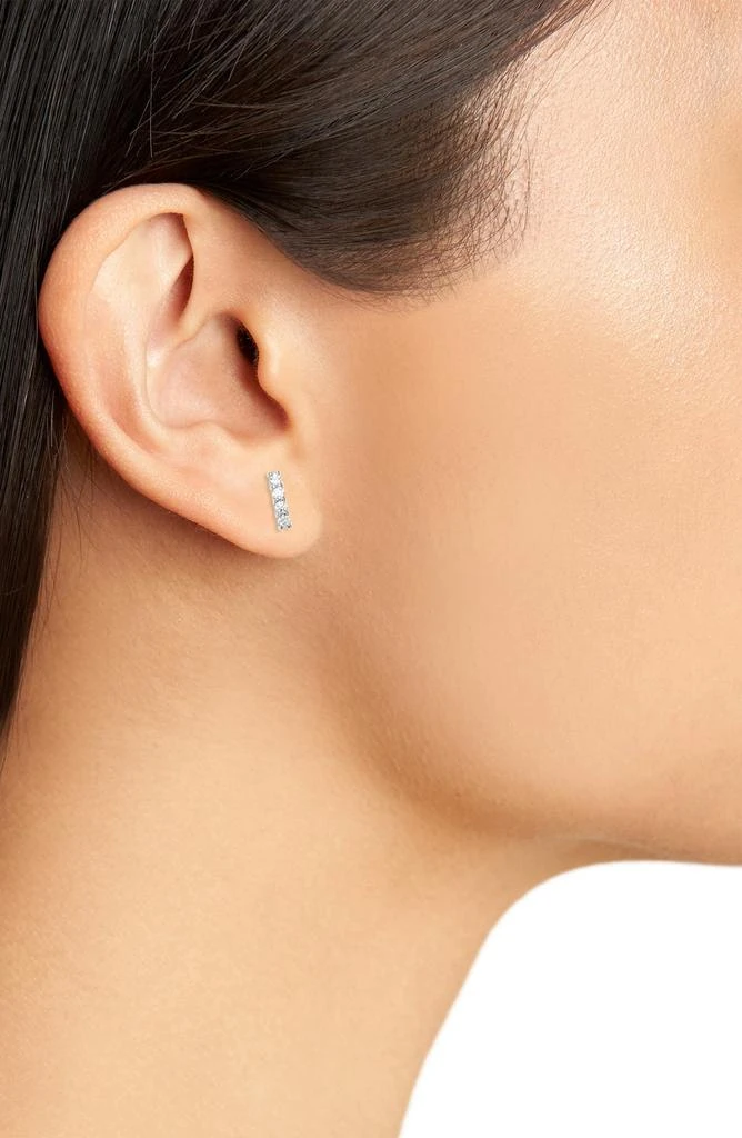 Argento Vivo Sterling Silver Teeny Pavé Bar Stud Earrings 2