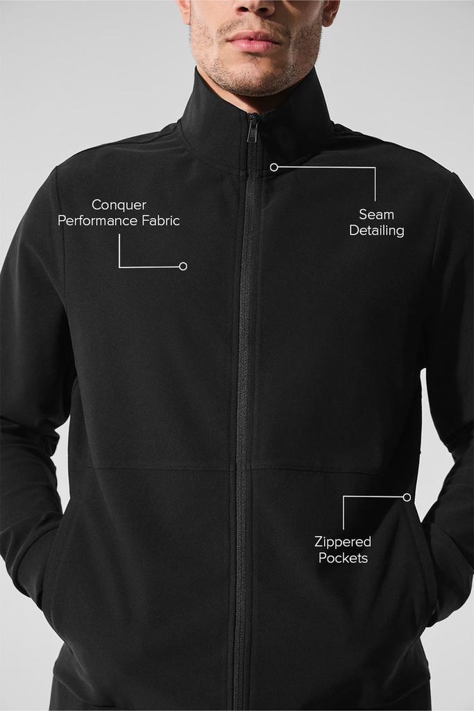Alo Conquer Max Mock Neck Full Zip - Black - Hoodies - Free