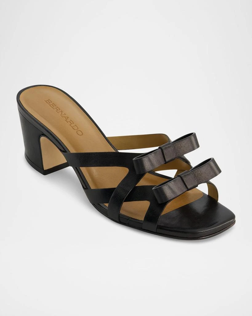Bernardo Burgo Leather Bows Slide Sandals 2