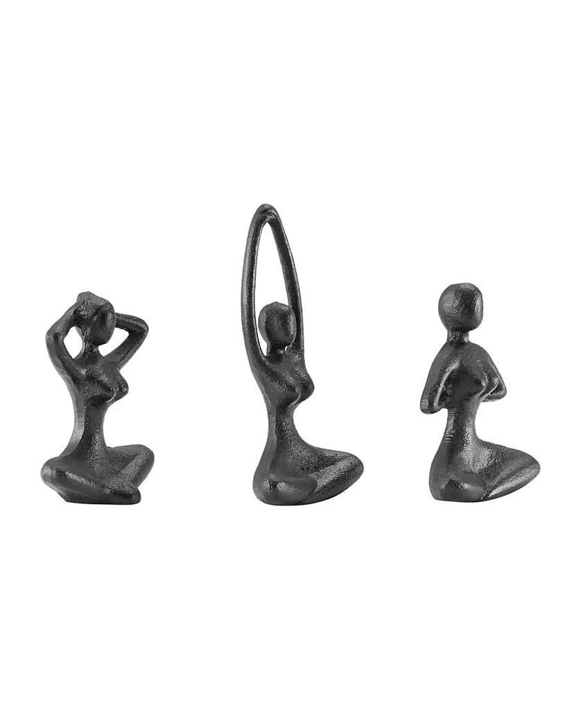 Danya B Dark Brown Cast Iron Female Peaceful Yoga Figures Sculptures Set of 3 Poses 7