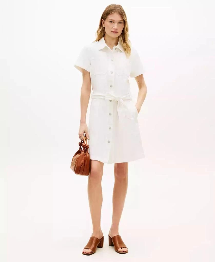 Tommy Hilfiger Women's Short-Sleeve Belted Shirt Dress