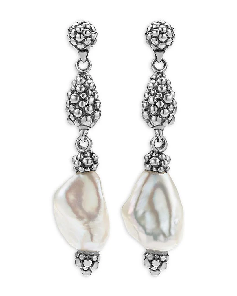 LAGOS Sterling Silver Luna Keshi Pearl & Caviar Bead Drop Earrings 4