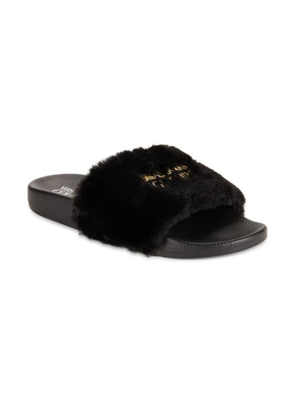 Versace Logo Faux Fur Slides 2
