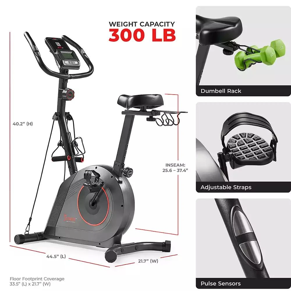 Sunny Health 
Fitness Smart 16-Level Magnetic Resistance Upright Bike, with Workout Bands 
Free SunnyFit App via Bluetooth 6