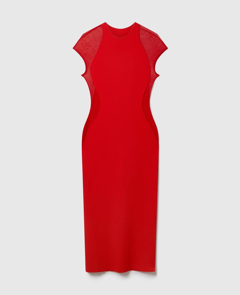 Stella McCartney Stella McCartney - Miracle Short-Sleeve Compact-Knit Dress, Woman, Lipstick Red, Size: L