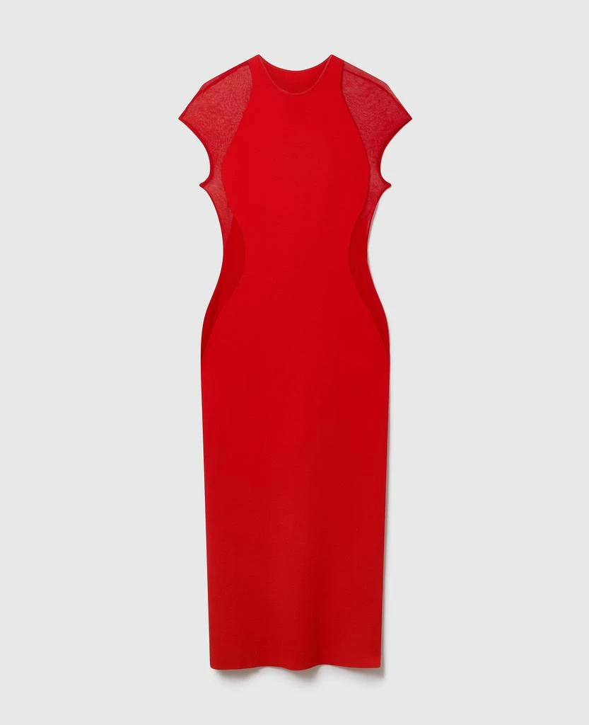 Stella McCartney Stella McCartney - Miracle Short-Sleeve Compact-Knit Dress, Woman, Lipstick Red, Size: L 1