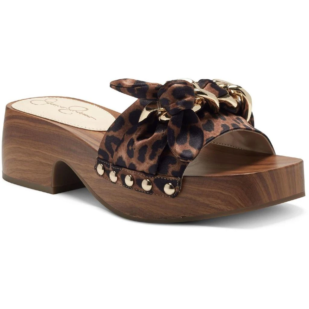 Jessica Simpson Resima Womens Satin Chain Slide Sandals 1