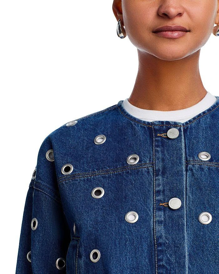 Blank NYC Denim Eyelet Collarless Jacket 5