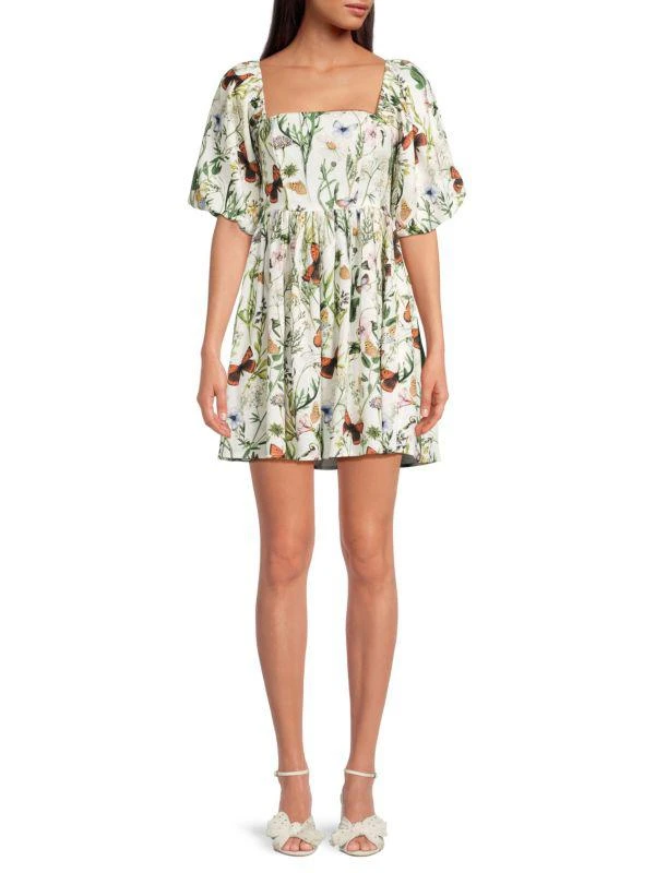 Avec Les Filles Floral Babydoll Mini Dress 1