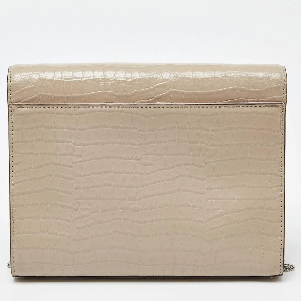 DKNY DKNY Beige Croc Embossed Leather Logo Flap Chain Shoulder Bag 4