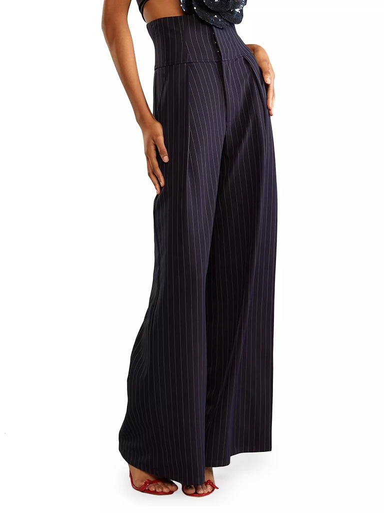 Cynthia Rowley Pinstripe Corset Wide-Leg Pants 3