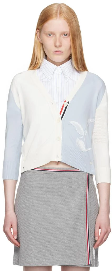 Thom Browne Blue
White Funmix Feather Pointelle Cardigan 1