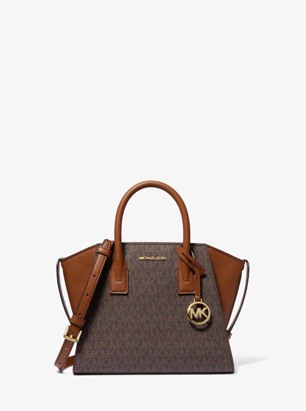 Michael Kors Avril Small Logo and Leather Satchel