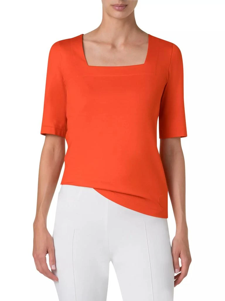 Akris Stretch-Jersey Square-Neck T-Shirt 3