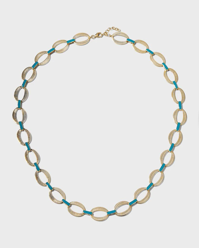 L'ATELIER NAWBAR Yellow Gold Full Chunky Chain Necklace with Blue Enamel 1