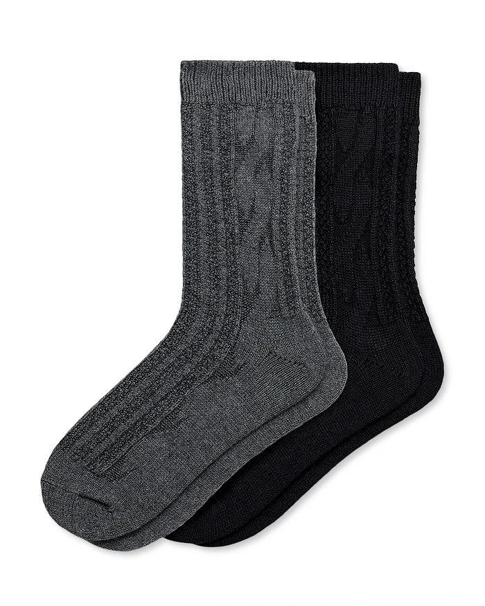 Hue Cable Ribbed Boot Socks, Pack of 2 3